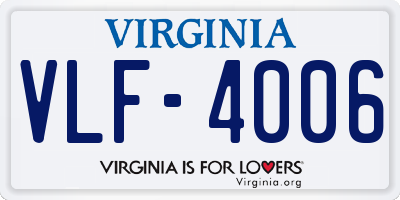 VA license plate VLF4006