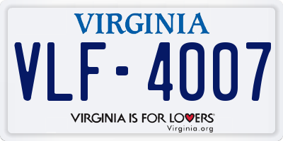 VA license plate VLF4007