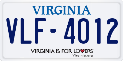 VA license plate VLF4012