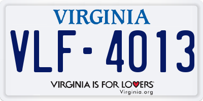 VA license plate VLF4013