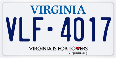 VA license plate VLF4017