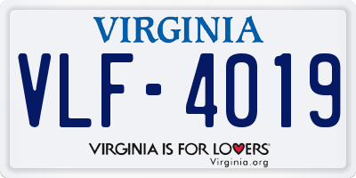 VA license plate VLF4019