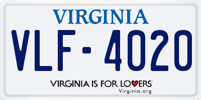 VA license plate VLF4020