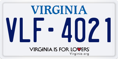 VA license plate VLF4021