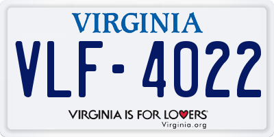 VA license plate VLF4022