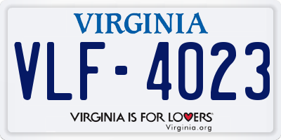 VA license plate VLF4023