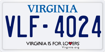 VA license plate VLF4024