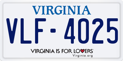 VA license plate VLF4025