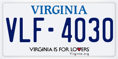 VA license plate VLF4030