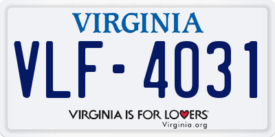 VA license plate VLF4031