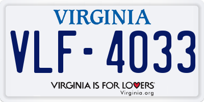 VA license plate VLF4033