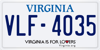 VA license plate VLF4035