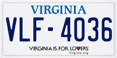 VA license plate VLF4036