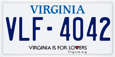 VA license plate VLF4042