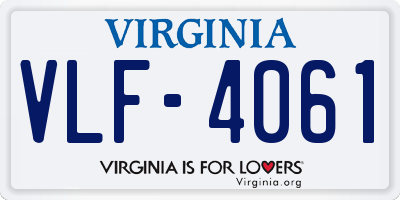 VA license plate VLF4061
