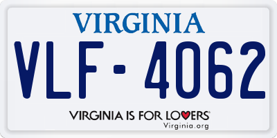 VA license plate VLF4062