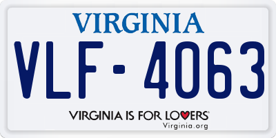 VA license plate VLF4063