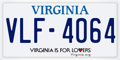 VA license plate VLF4064