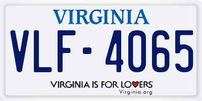 VA license plate VLF4065