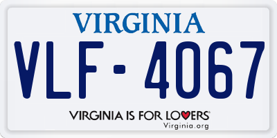 VA license plate VLF4067