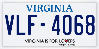 VA license plate VLF4068