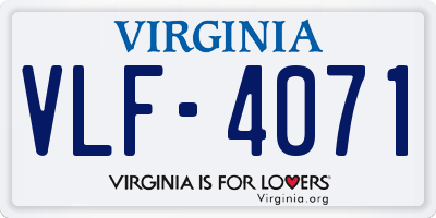 VA license plate VLF4071