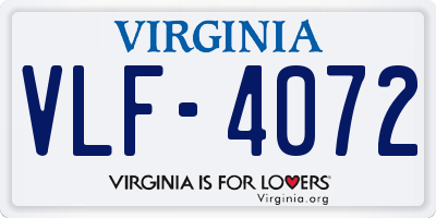 VA license plate VLF4072