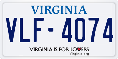 VA license plate VLF4074
