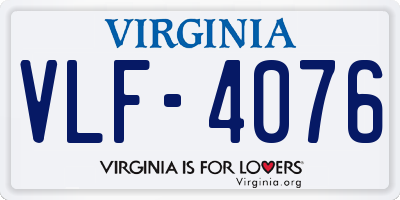 VA license plate VLF4076