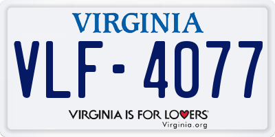 VA license plate VLF4077