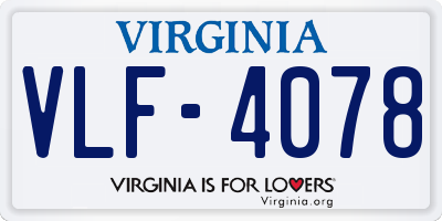 VA license plate VLF4078