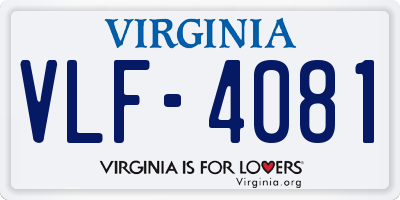 VA license plate VLF4081