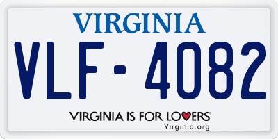 VA license plate VLF4082