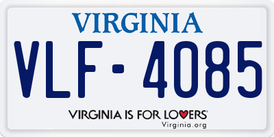 VA license plate VLF4085
