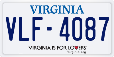 VA license plate VLF4087