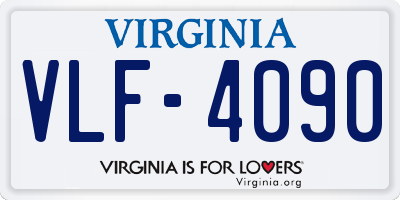 VA license plate VLF4090
