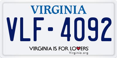 VA license plate VLF4092