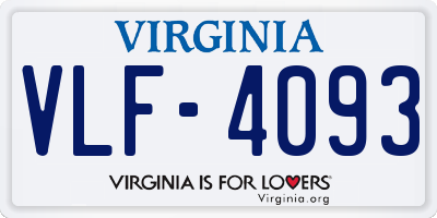 VA license plate VLF4093