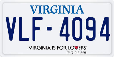 VA license plate VLF4094