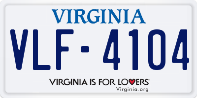 VA license plate VLF4104