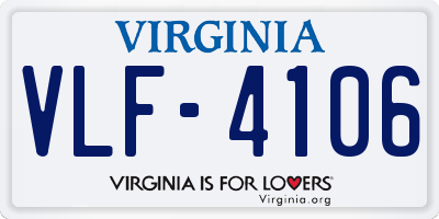 VA license plate VLF4106