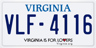 VA license plate VLF4116