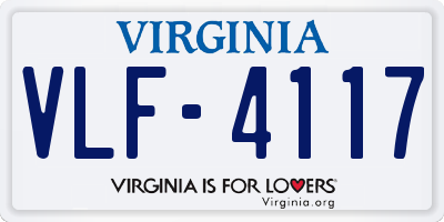 VA license plate VLF4117