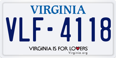 VA license plate VLF4118