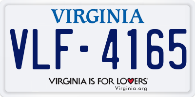 VA license plate VLF4165