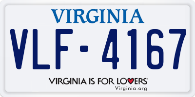 VA license plate VLF4167