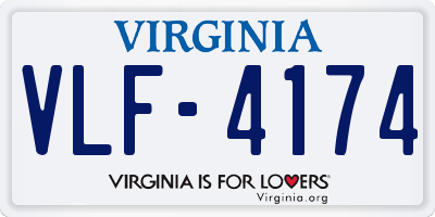 VA license plate VLF4174