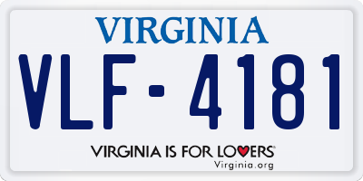 VA license plate VLF4181