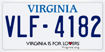 VA license plate VLF4182