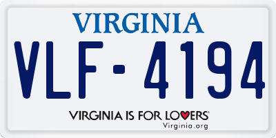 VA license plate VLF4194